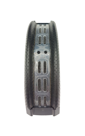 AHG headband detail shot emphasizes durable perforated leather and even pressure