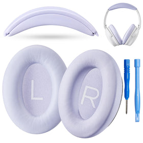 AHG Lilac ear pads front view show premium protein leather for comfortable listening.