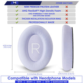 AHG Lilac kit contents image shows replacement ear pads and headband.