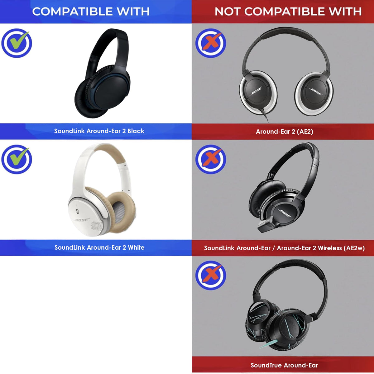 AHG SoundLink AE2 ear pads with protein leather and refined surface for premium feel.