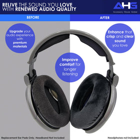 AHG replacement HD600 ear pads velour with soft cushioning