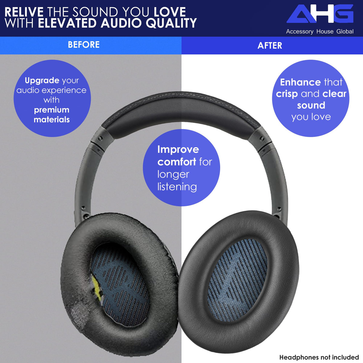 AHG AE2 ear pads with thick rim reduce sound leakage and improve seal.