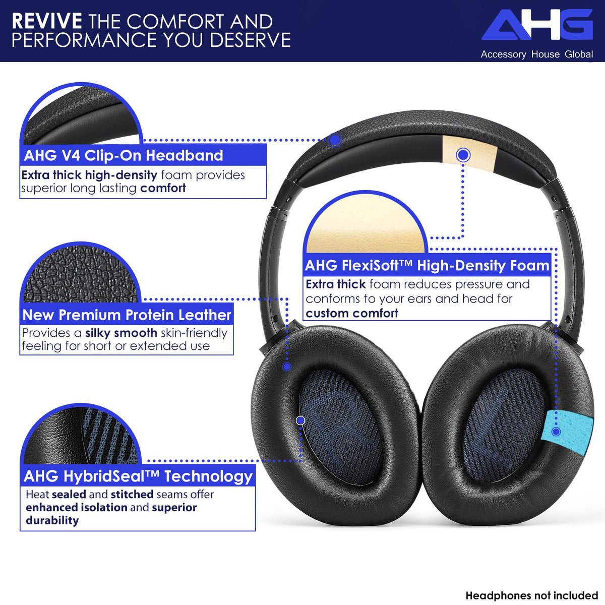 AHG SoundLink AE2 ear pads with thicker rim reduce sound leakage.