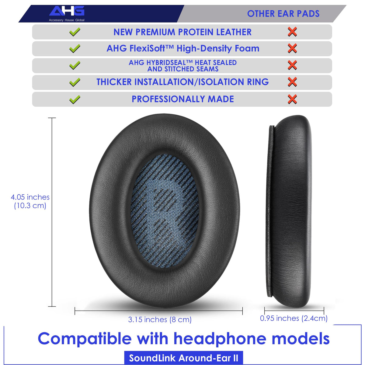 AHG HybridSeal stitching on AE2 pads ensures durable seams and longer life.