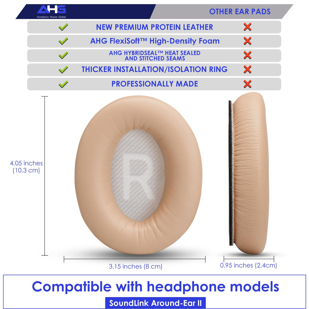 AHG SoundLink AE2 3Dprinted headband beige provides secure fit and renewed support