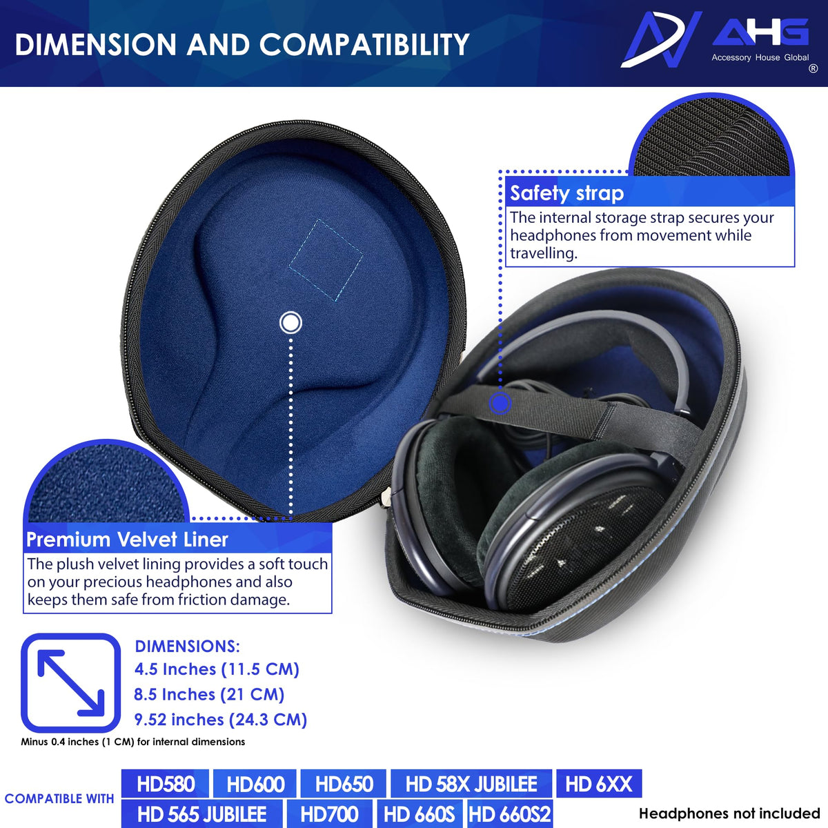 AHG Spartan case plush velvet interior cushions headphones against friction and wear.