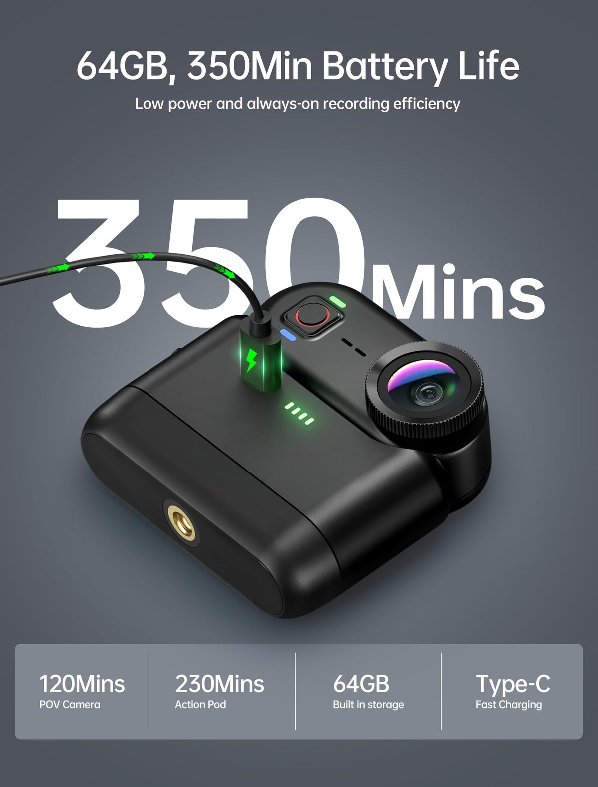Ahlirmoy long battery with wireless charging case extends shoots