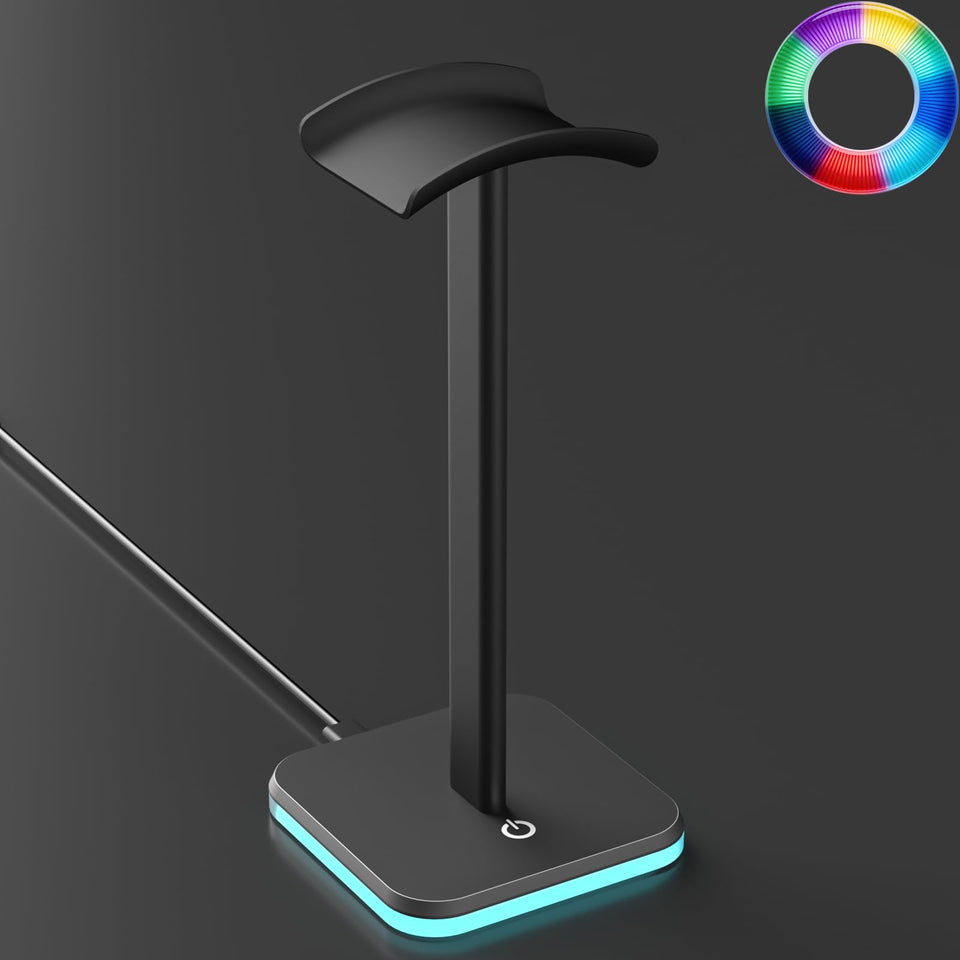 Ahonnpely headphone stand on desk with aluminum hanger provides sturdy support and easy access