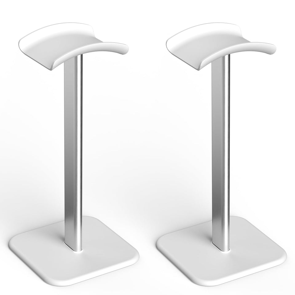 Ahonnpely headphone stand on desk with aluminum hanger for sturdy storage.