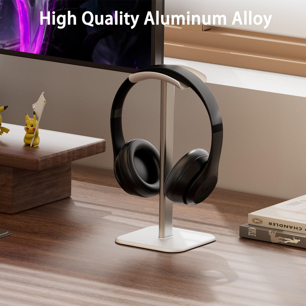 Two-pack white Ahonnpely stand keeps AirPods Max and others neatly stored.