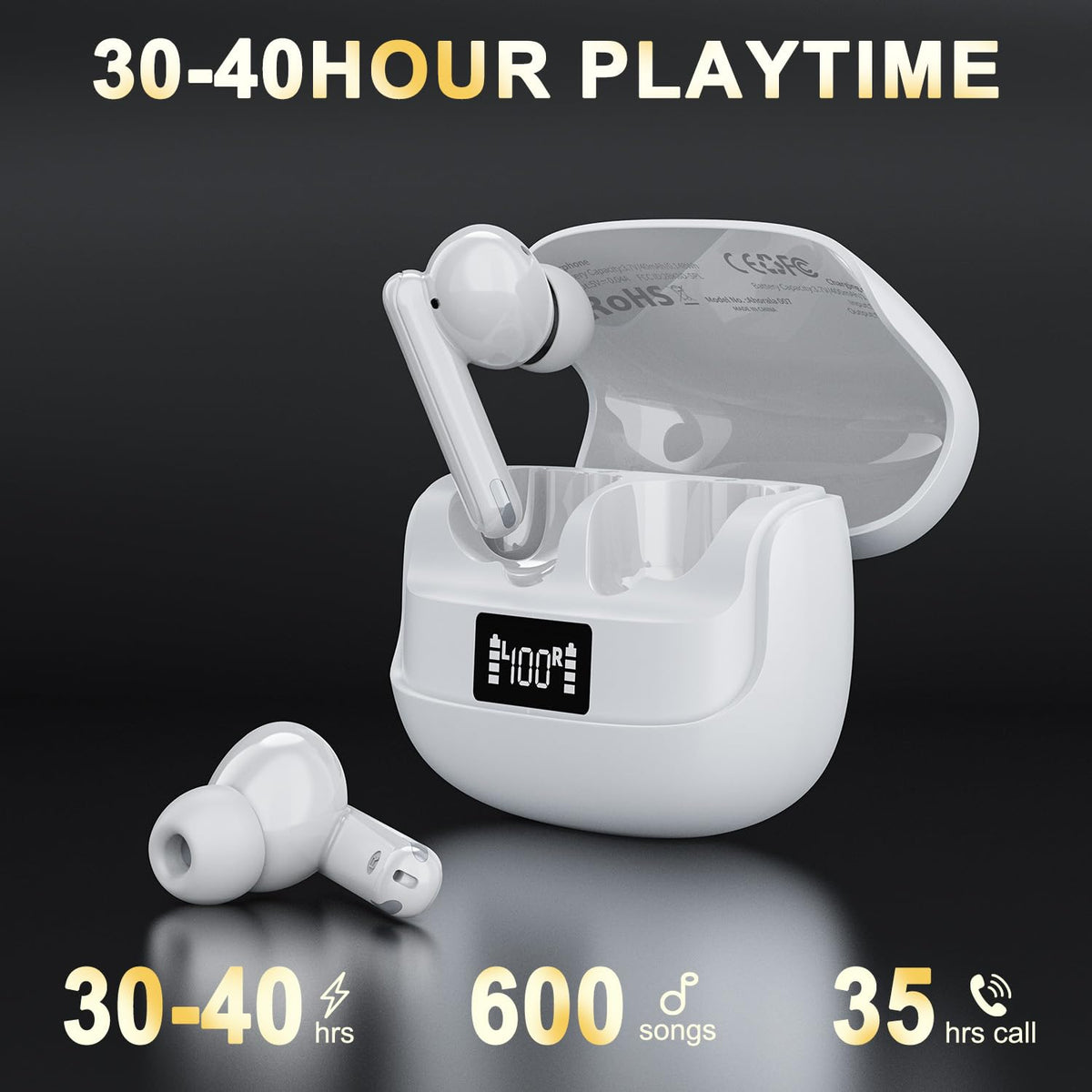AHORALA earphones LED-charging-display shows battery status at a glance
