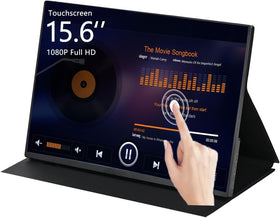 AHXJKA 15.6-inch touchscreen monitor front view, portable and clear