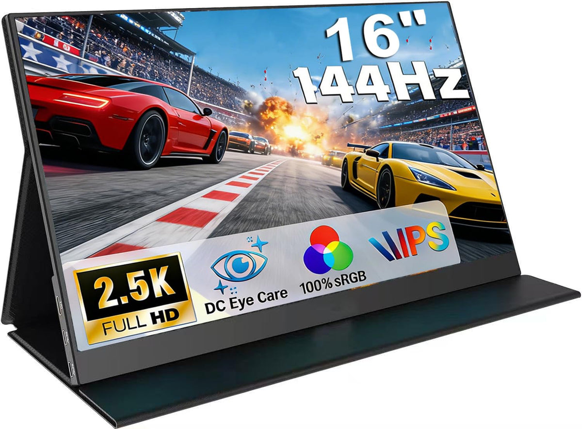 AHXJKA 16-inch portable monitor front view, slim travel-ready design.