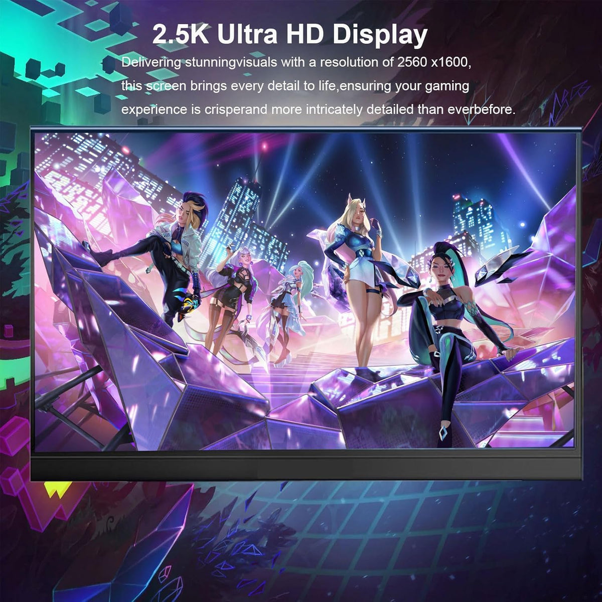 AHXJKA 16-inch portable monitor in PS5 setup with plug-and-play compatibility.