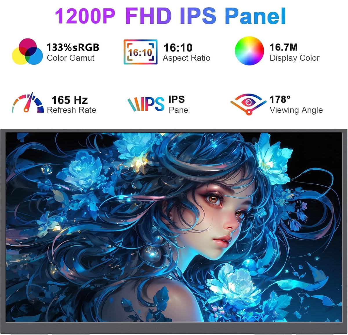 AHXJKA monitor with 1920x1200 resolution for sharp work and media