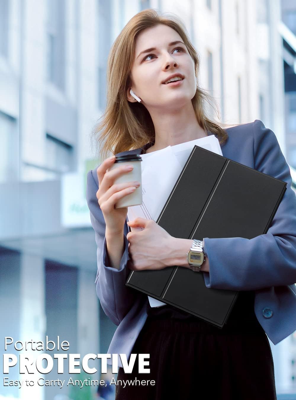 AHXJKA smart cover folded as stand offering protection and stable tilt