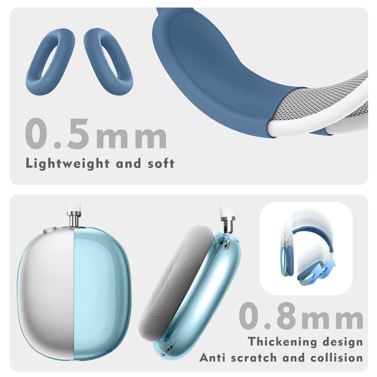 Aiaabq AirPods Max case cover side view shows snug fit and easy button access.