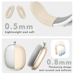 Aiaabq AirPods Max case cover side view showing snug fit reduces clacking