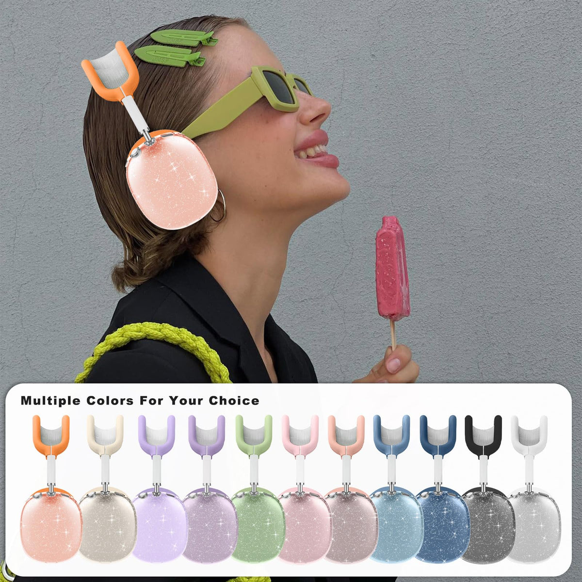 Aiaabq AirPods Max case silicone detail close-up highlighting anti-fingerprint surface