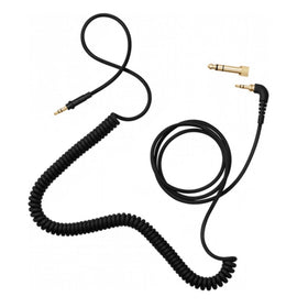 AIAIAI coiled black cable closeup, showing soft-touch finish for easy handling.