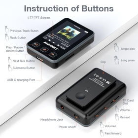 Aiandcc MP3 player with 32GB storage for thousands of songs on the go.
