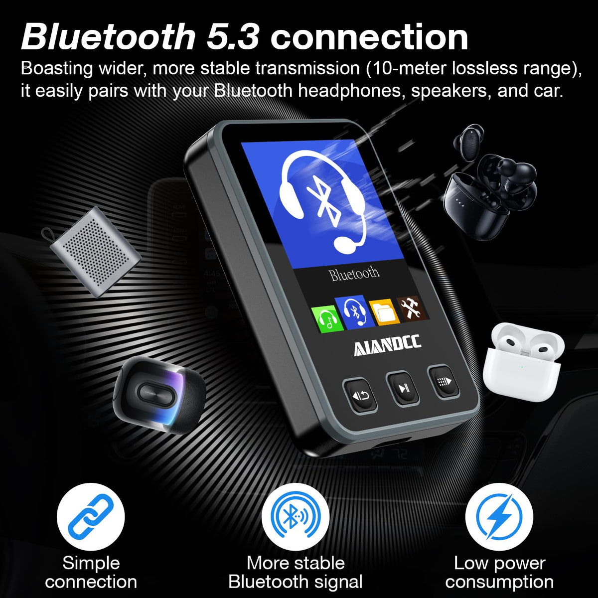Aiandcc MP3 player 1.77-inch color screen for easy navigation during activity.