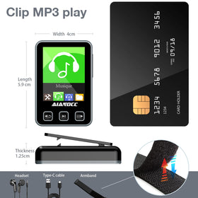 Aiandcc MP3 player supports 128GB TF expansion for extra music storage.