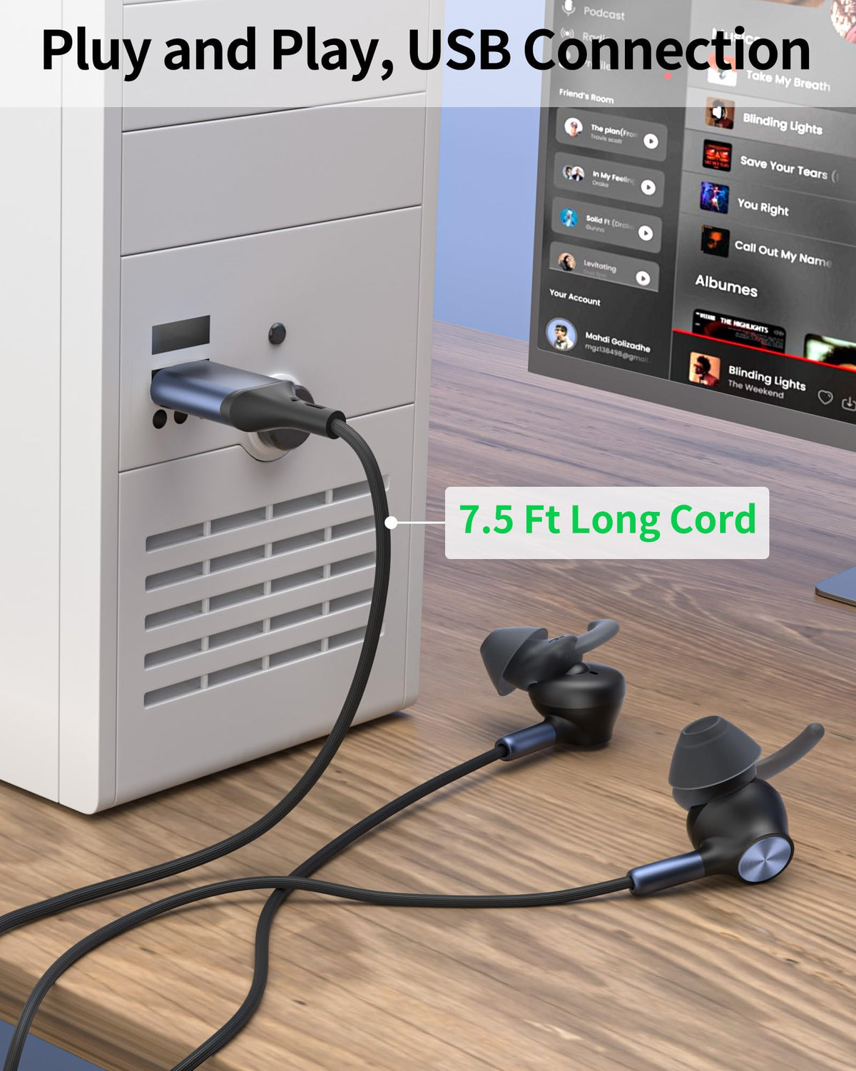 AIAUXAI headset with ear fins hook for secure comfort
