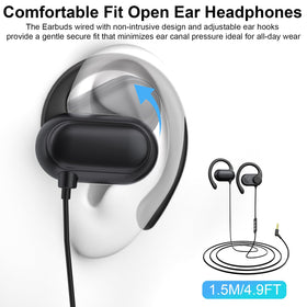AIAUXAI open-ear headphones over-ear fit shown during workouts.