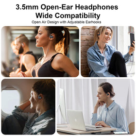 AIAUXAI travel-ready open-ear headphones with compact case.