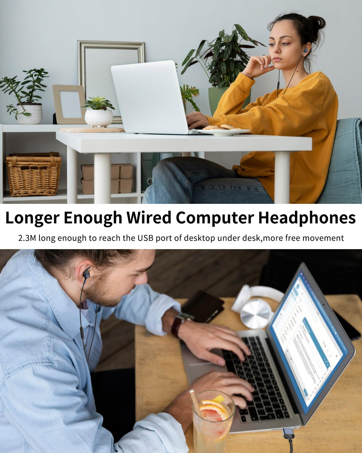 AIAUXAI USB earbuds inline control for mute and calls
