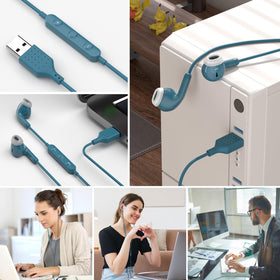 AIAUXAI earphones shown on a desk-ready setup for productivity.