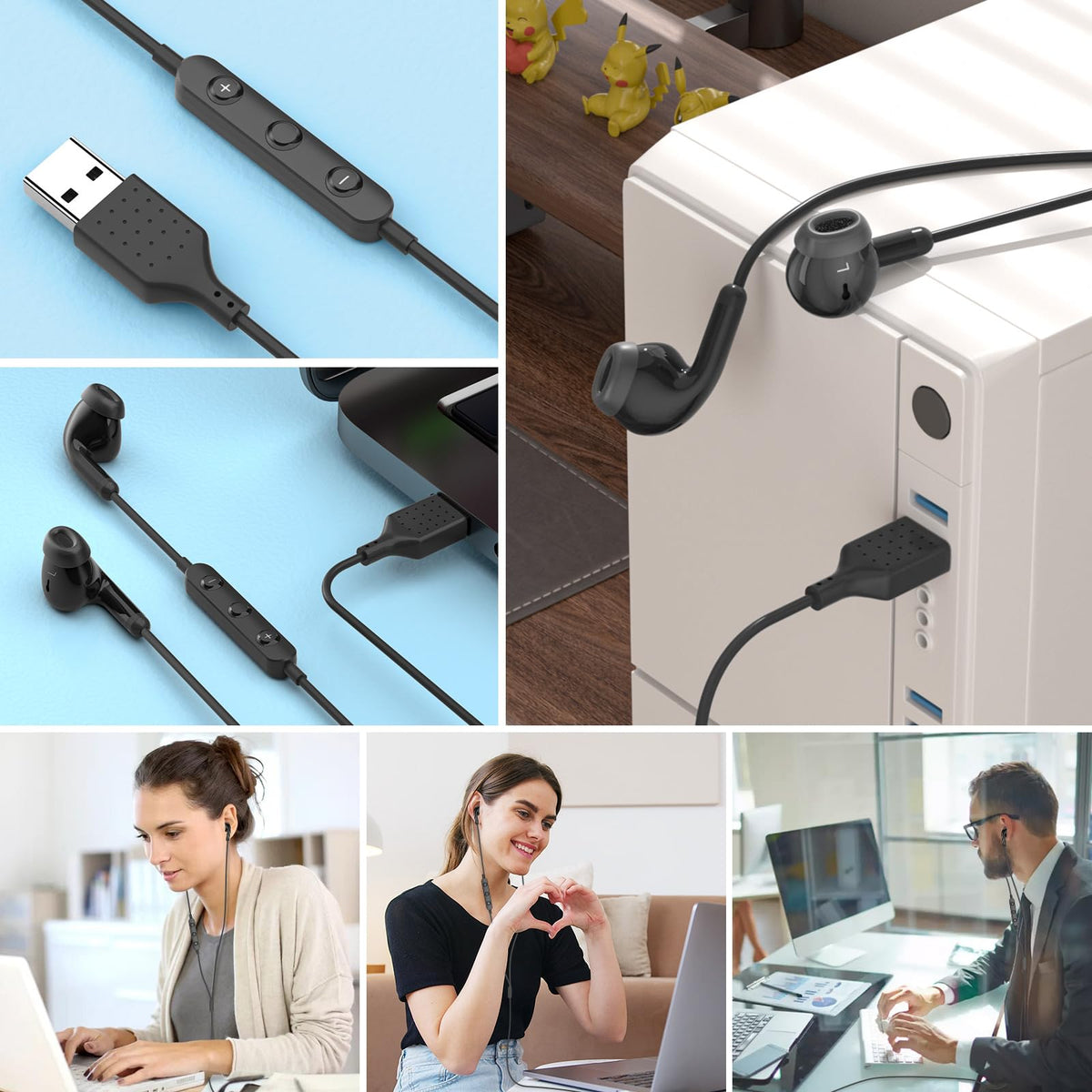 AIAUXAI USB earphones ideal for office use and meetings