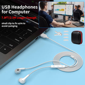 AIAUXAI USB headset with inline controls for easy volume and mute adjustments