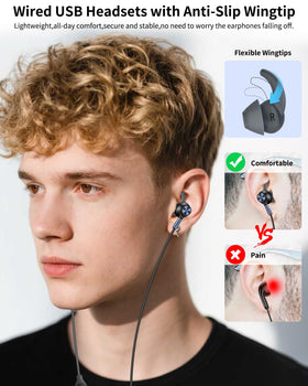 AIAUXAI wired USB-A headset with a long 7.5 ft cable