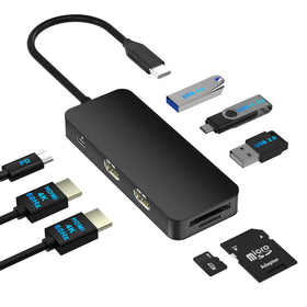 Aibilangose front view showing dual HDMI and USB ports for expanded connectivity