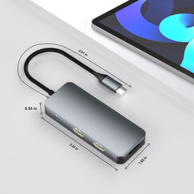 Aibilangose hub shows all ports organized in a slim, portable unit.