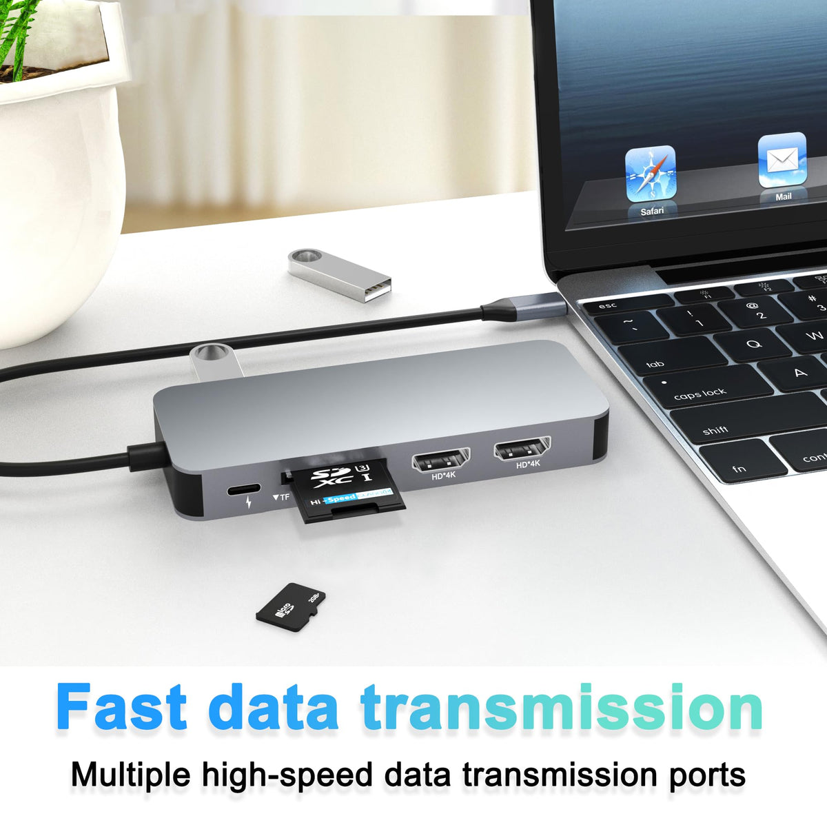 SD/TF card reader on Aibilangose dock facilitating quick file transfers