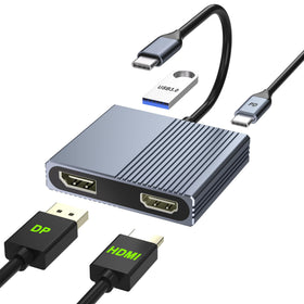 Aibilangose USB-C HDMI/DP dual monitor dock setup enables multitasking on two screens.