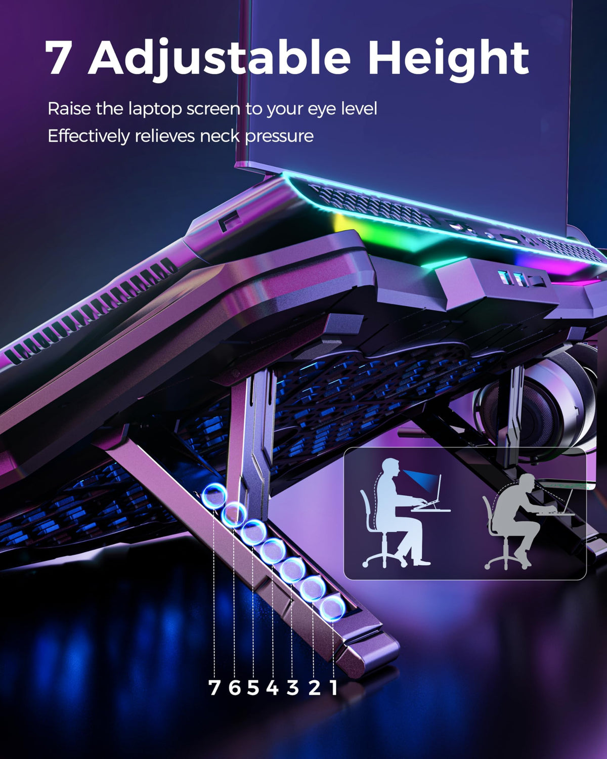 AICHESON AA3 seven-height stand for adjustable viewing.