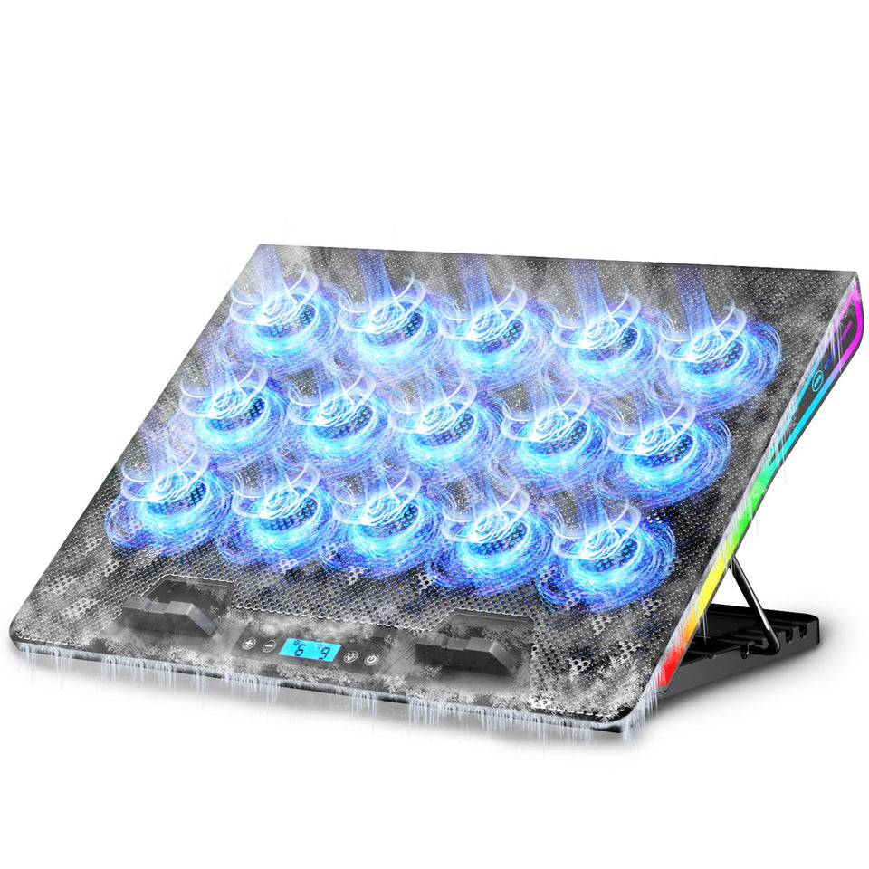 AICHESON front view showing RGB fans and wide cooling surface, improves airflow