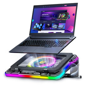 AICHESON front view showing RGB ring and fan, enhances gaming setup aesthetics