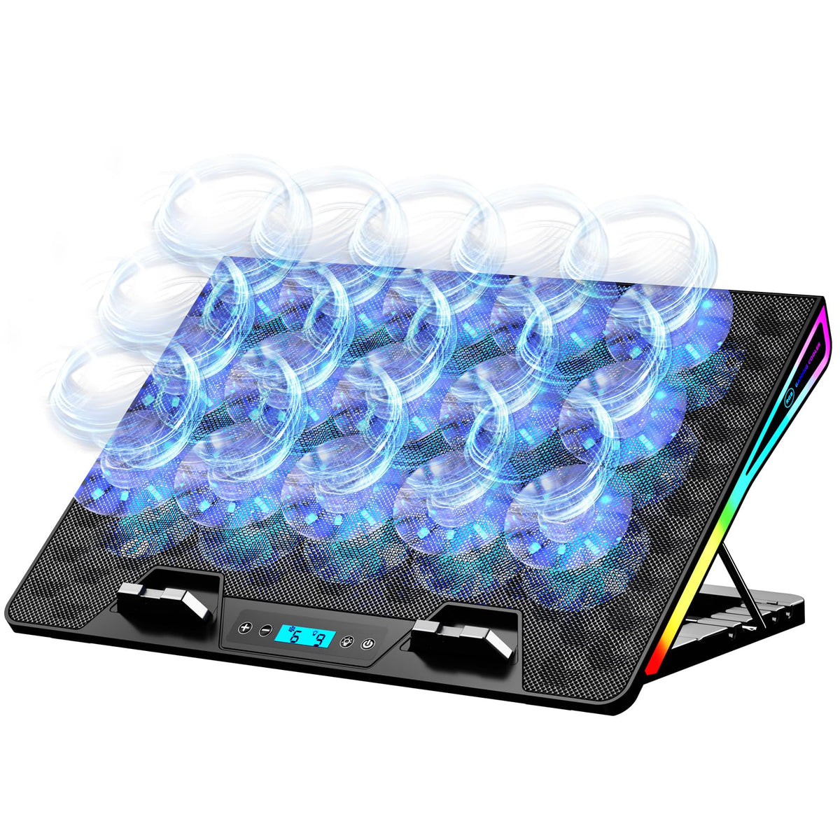 AICHESON front view showing full RGB lighting and solid airflow benefits