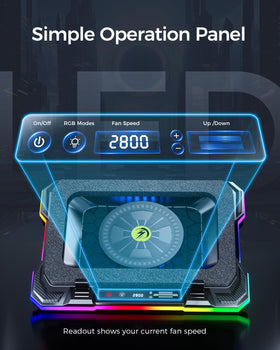AICHESON cooling pad under a gaming laptop in a desktop setup, sustained performance benefit