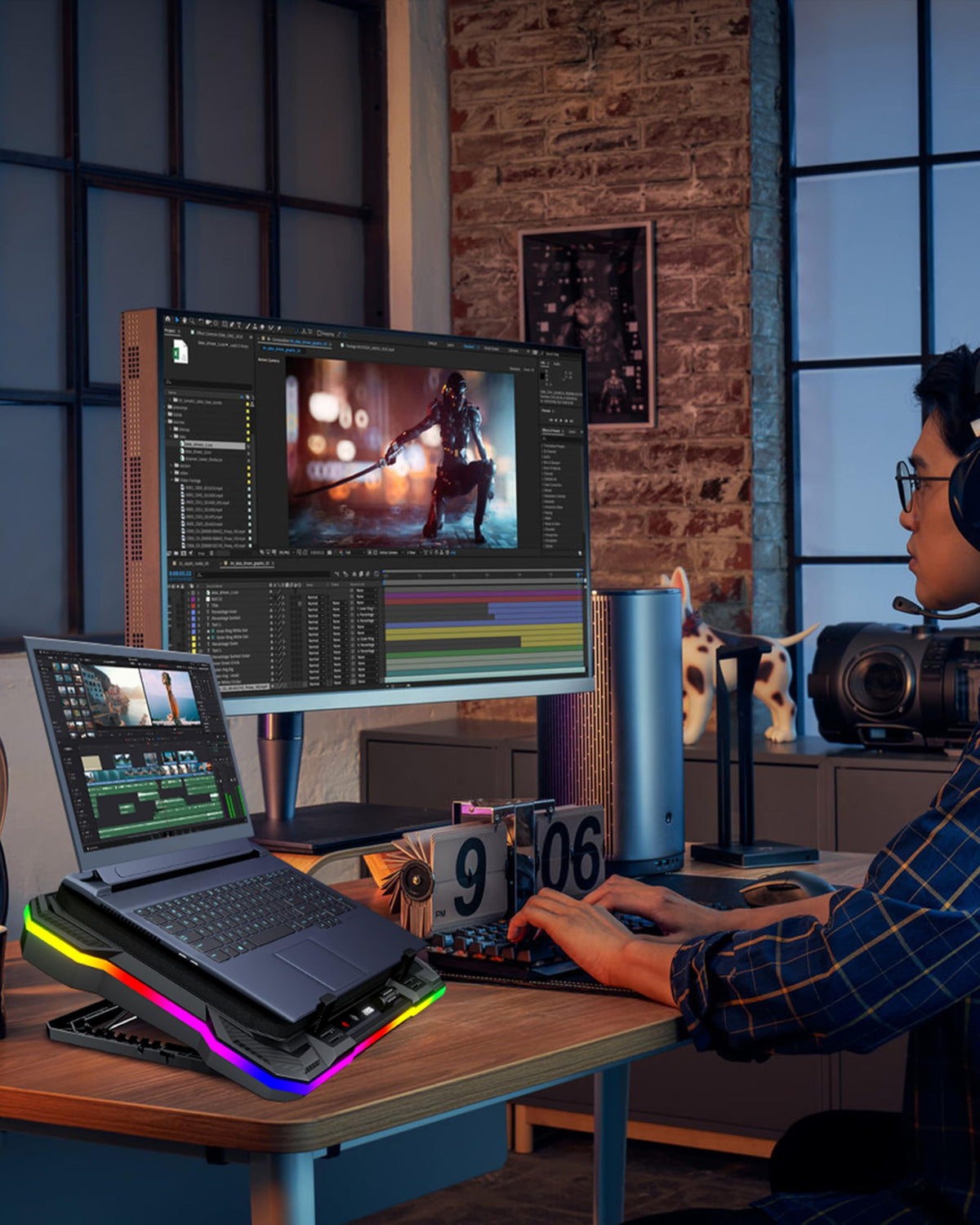 AICHESON lifestyle gaming desk setup with pad, boosts performance and ambiance