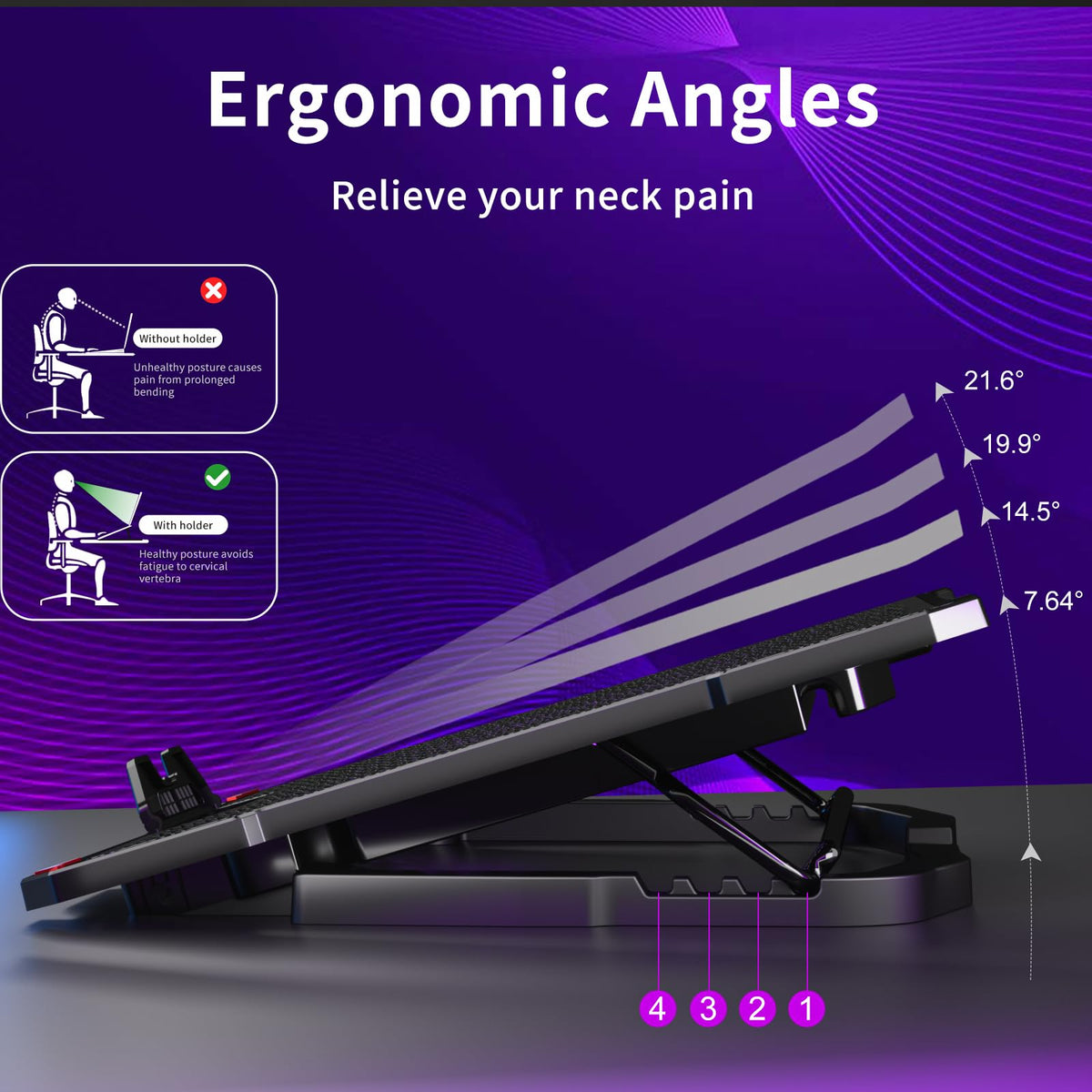 AICHESON side profile with adjustable tilt illustrating ergonomic benefit