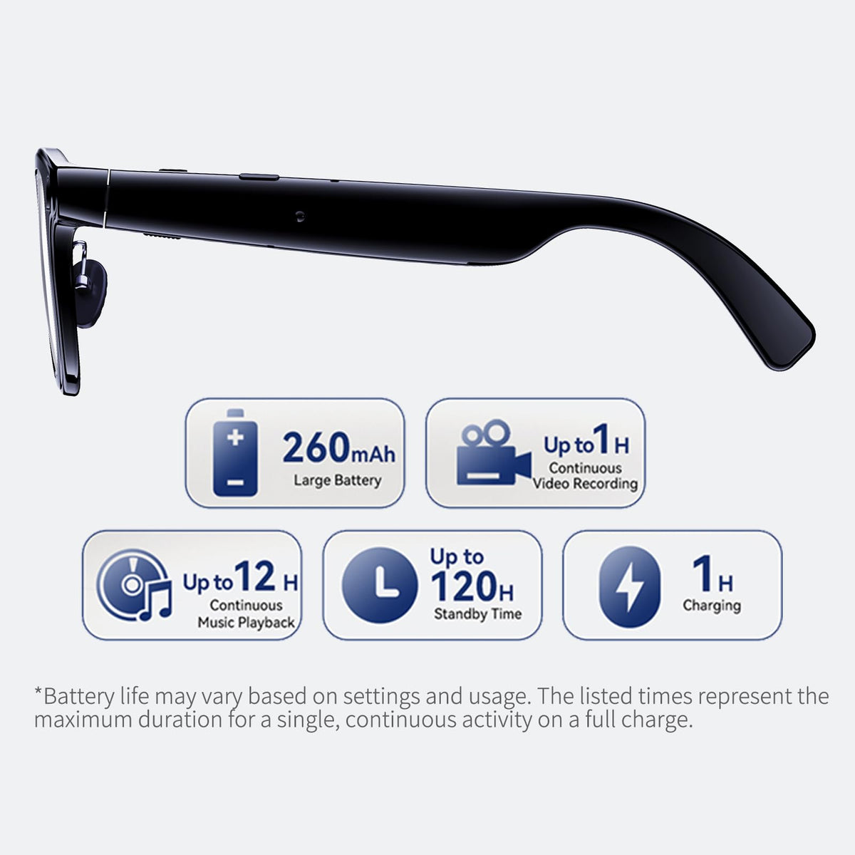 Aichiken AI Smart Glasses Bluetooth audio with open-ear design for clear calls.