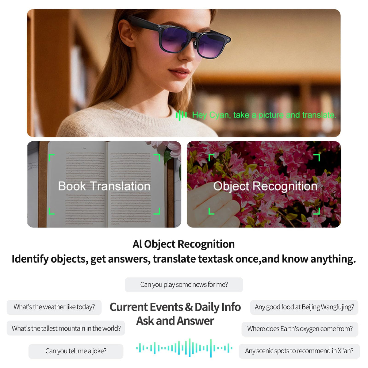 Aichiken AI Smart Glasses open-ear audio keeps you aware of surroundings during activities.