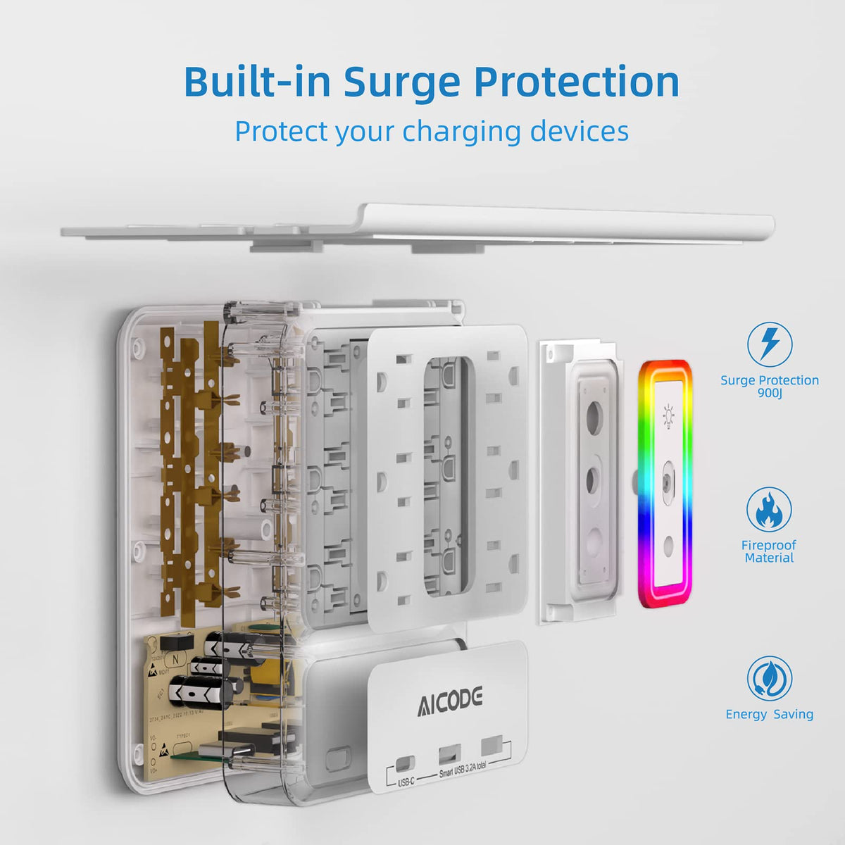 AICODE next to smartphone to show shelf scale and convenient charging surface