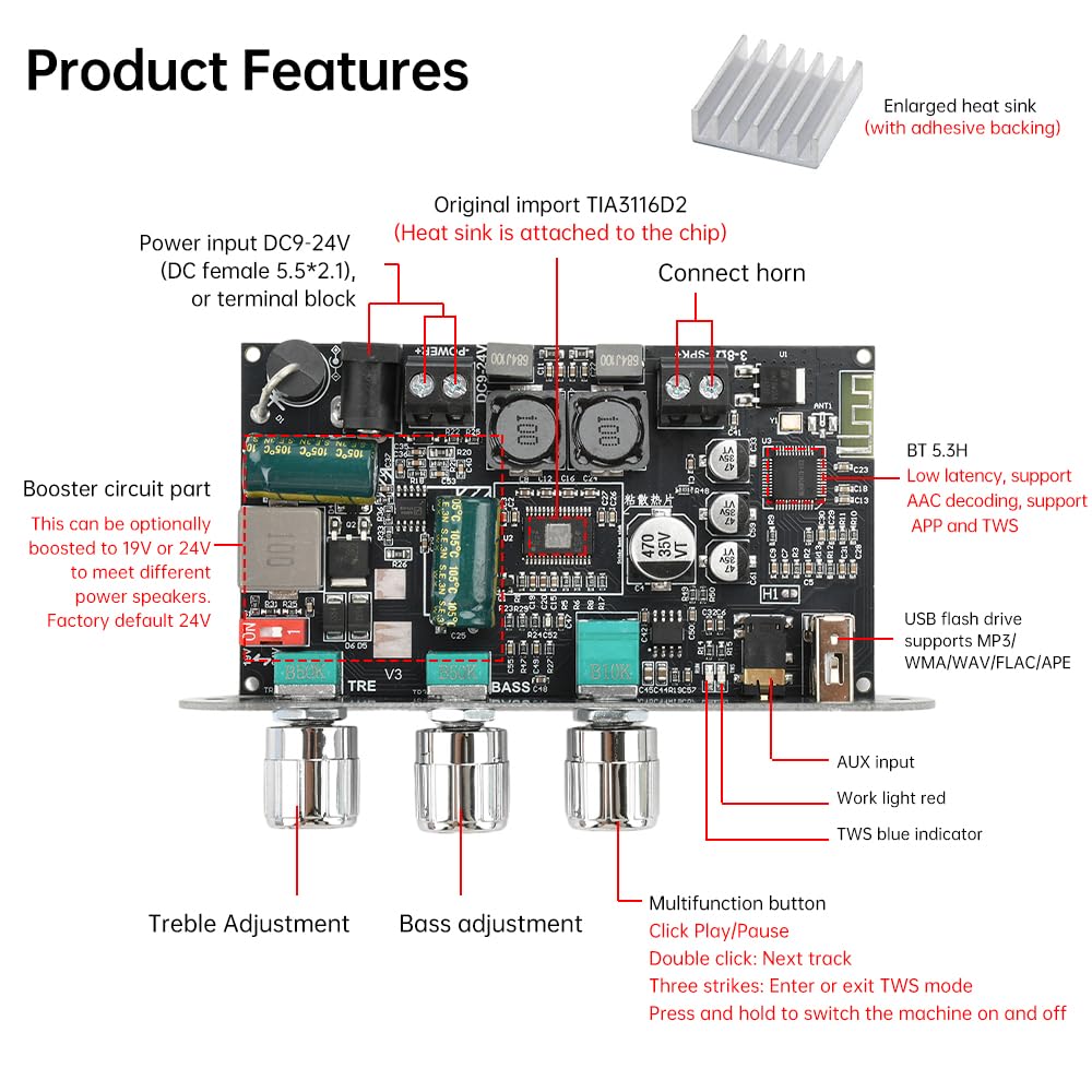 Aideepen ZK-1001U boost switch and terminal block for voltage selection